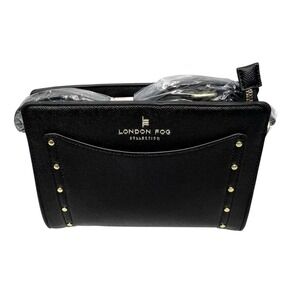 London Fog Taylor Studded Crossbody Bag Purse in Black with Dustbag, NWT